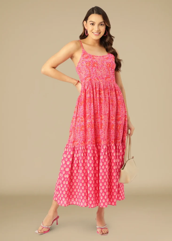 Rose Garden Charm Handblock Dress - feylora