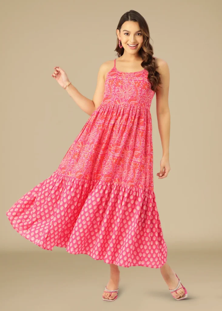 Rose Garden Charm Handblock Dress - feylora