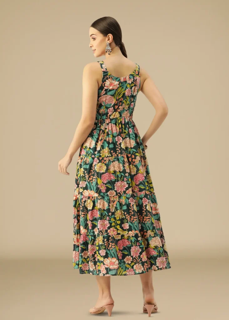 Boho Floral Cotton Bohemian Maxi Dress feylora