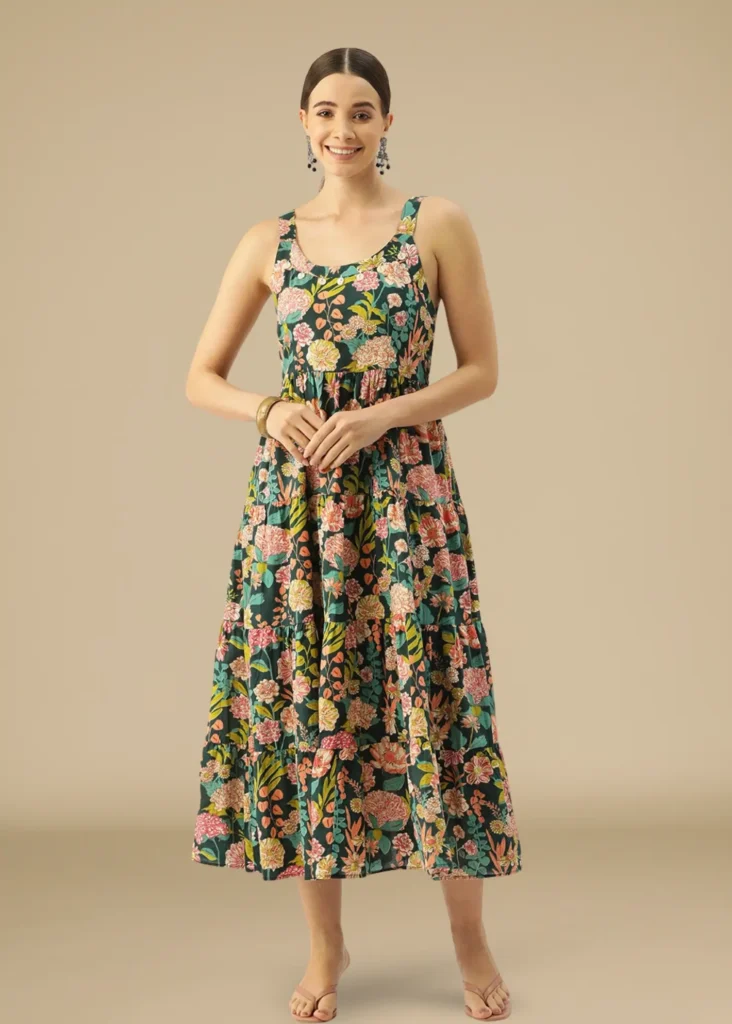 Boho Floral Cotton Bohemian Maxi Dress feylora
