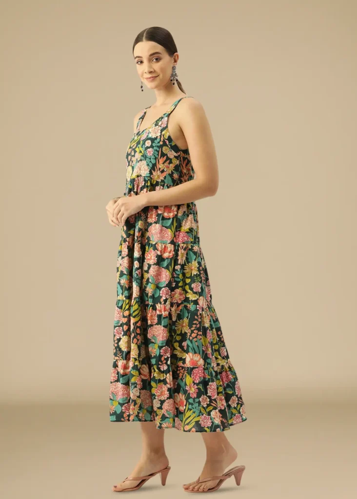 Boho Floral Cotton Bohemian Maxi Dress feylora