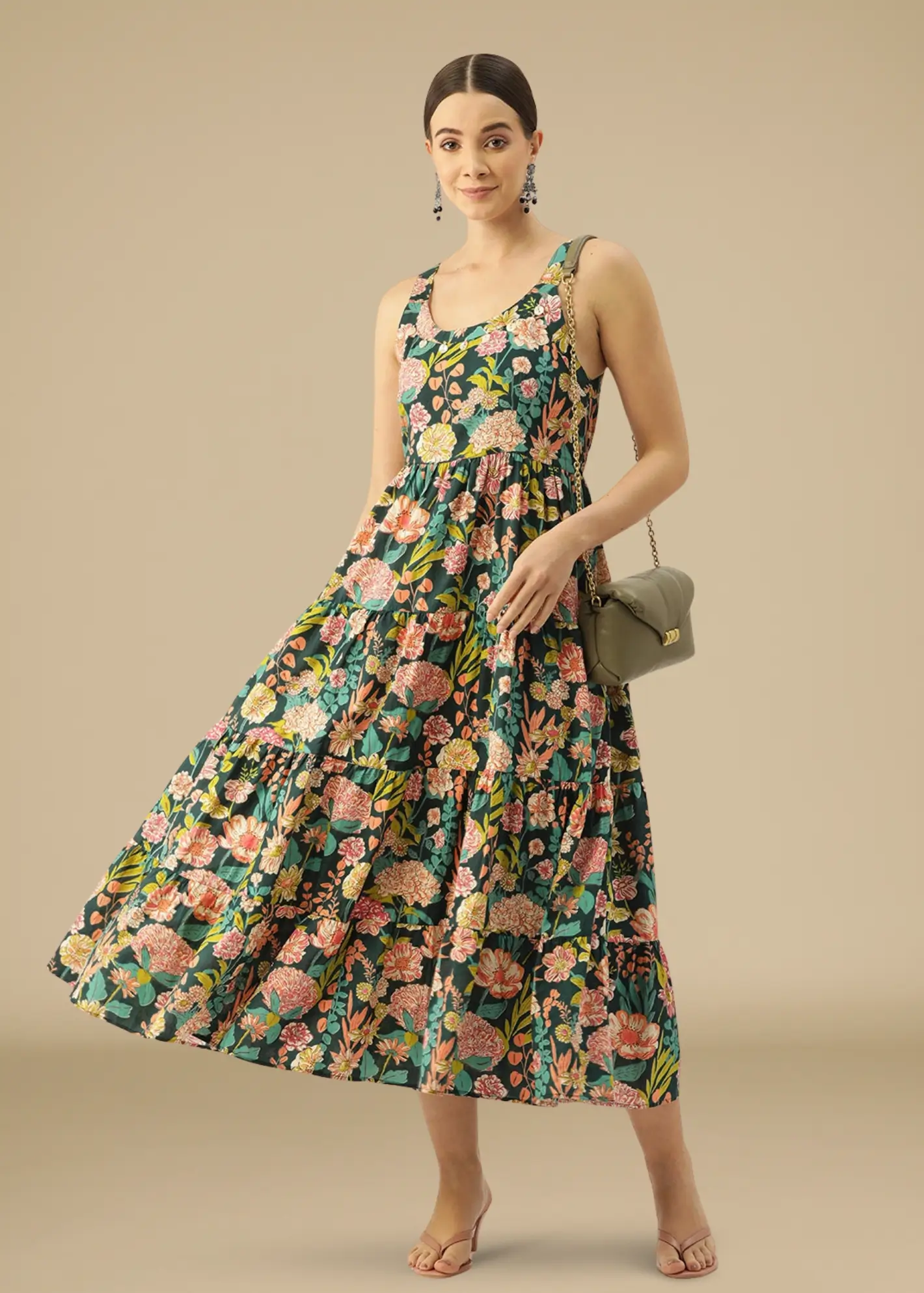 Boho Floral Cotton Bohemian Maxi Dress feylora